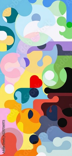Colorful abstract geometric shapes in vibrant background