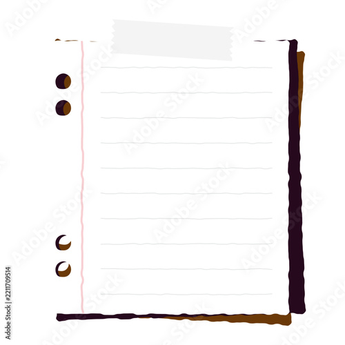 A piece of lined notebook paper with punched holes and tape, ready for notes or journaling.