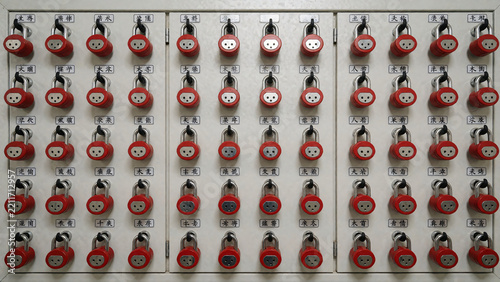 Lockout tagout station with blank locks and hasps on shadow board