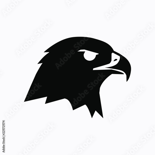 Black eagle head silhouette icon isolated on white background 
