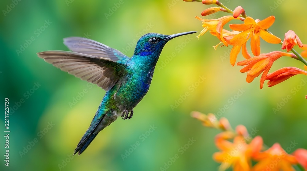Fototapeta premium blue tailed hummingbird
