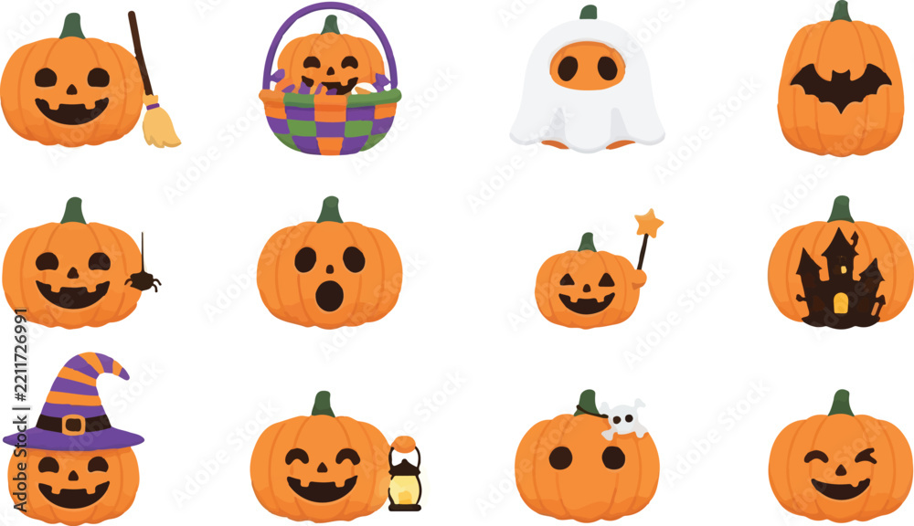 Obraz premium Festive halloween pumpkin illustration with a spooky carved face perfect for autumn holiday decorations and seasonal graphic designs
