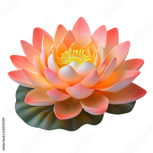 Lotus flowers and leaves on a white background.