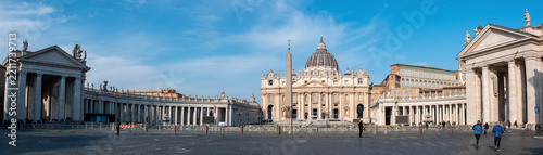Rome, Italy - March 30, 2026 - St Peters Basilica and St Peters Square in Vatican City in the Early Morning