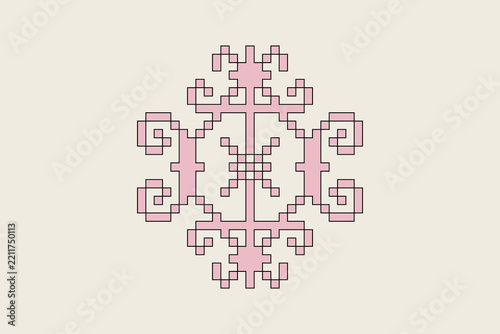 Pixel Art Ornamental Ironwork Decorative Geometric Illustration, Abstract Pattern