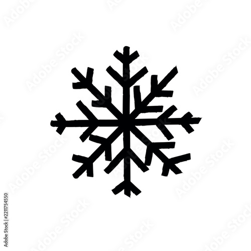 A simple black snowflake vector illustration for seasonal winter and holiday projects.