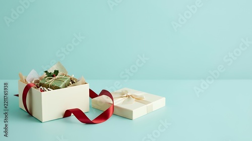 赤いリボンのクリスマスギフトボックス