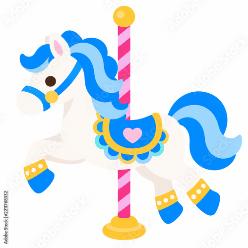 Colorful Carousel Horse with Blue Mane