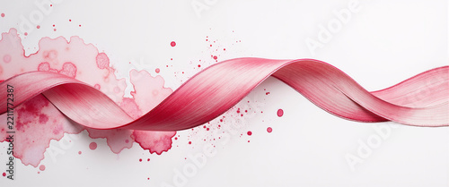 Pink watercolor ribbon abstract on white paper for art blogs design websites awareness campaigns fundraising events and breast cancer prevention education