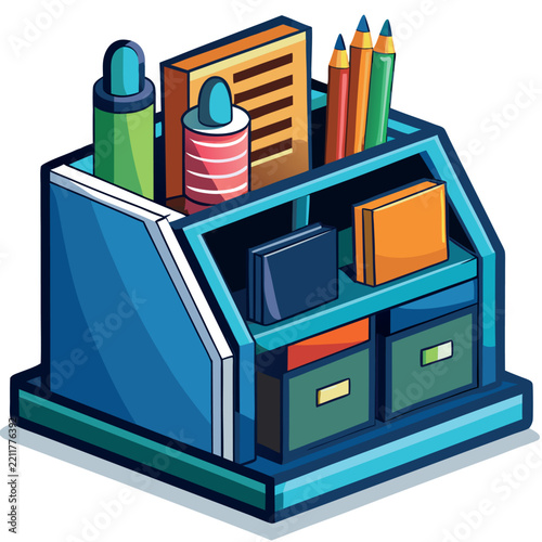 illustration of desk organizer isolated on white background  