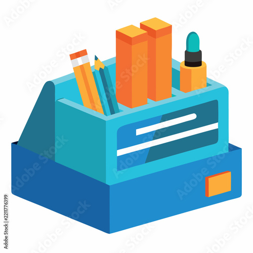 illustration of desk organizer isolated on white background  