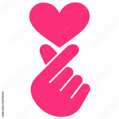 Pink Finger Heart Gesture with Large Heart