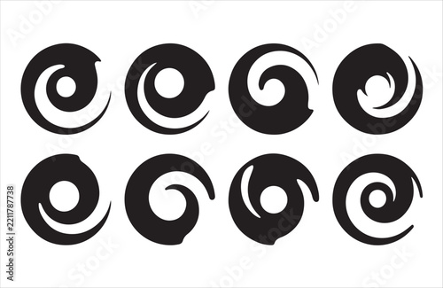 Black Spiral and Circular Abstract Symbol Collection