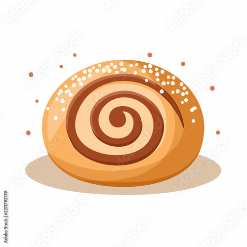 Cinnamon roll pastry vector icon