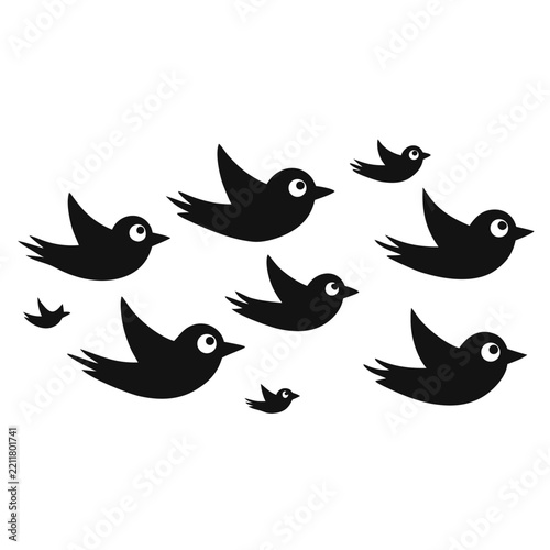 Minimalist Flying Birds Flock Silhouette on White Background – Elegant Nature Vector Illustration