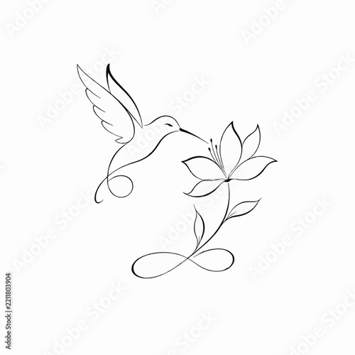 Black and white tattoo design of a humming vector illustration