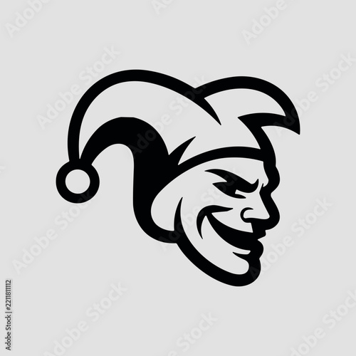 Jester face icon in a flat vector style