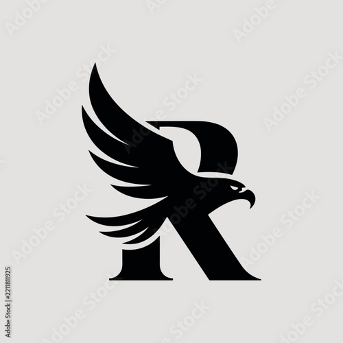 Letter r logo design with eagle