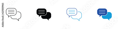Conversation bubbles icon. Chat dialogue icon. Simple pictogram for messaging, discussion, reply, online conversation, customer support and communication. 