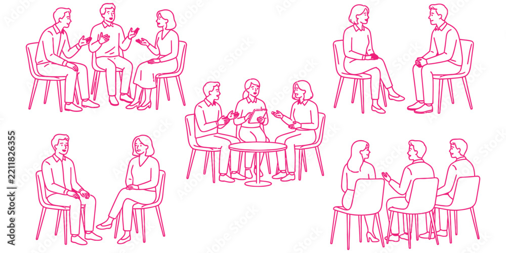 Fototapeta premium Collection of hand drawn sketches depicting people in various poses and activities
