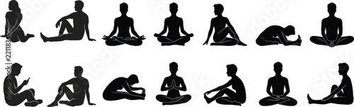 lifestyle people sitting on the floor silhouette set for architectural,