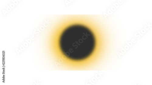 Abstract dark circle with warm yellow glow against a clean transparent background, soft blurry gradient design element