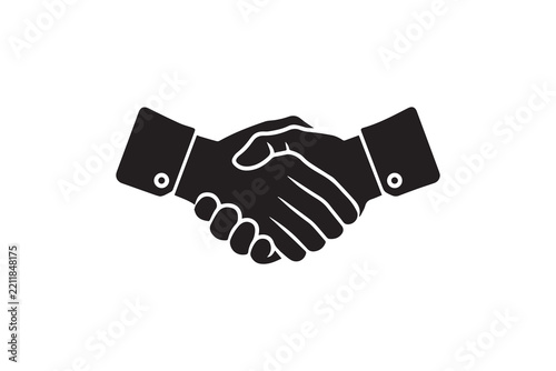 Business handshake illustration performing agreement in vector style with flat design