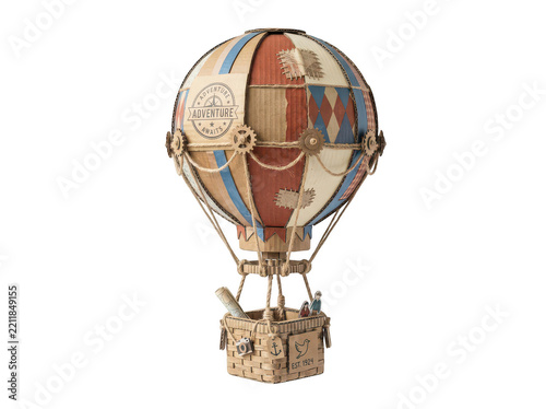 Colorful hot air balloon floating in sky