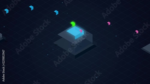 3D Isometric Cloud Computing Hub Network Animation
