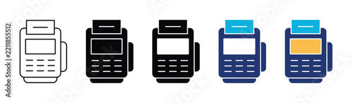 POS Terminal Payment Machine and Card Reader Icon Set