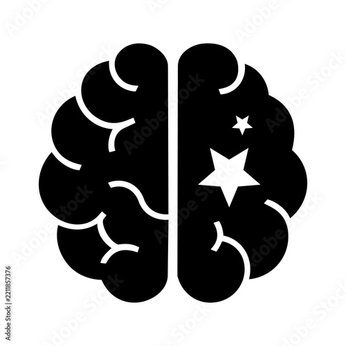 Mental Health Brain with Stars Icon Symbol