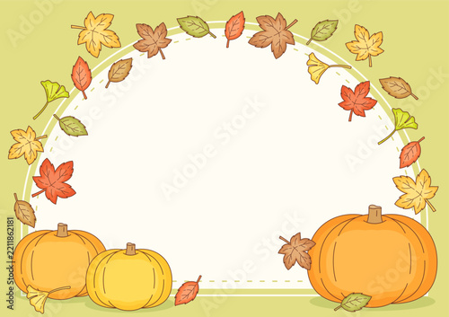 green pumpkin autumn season rectangle frame