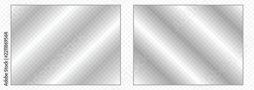 Transparent Glass Surface Reflection Light Effect Set Vector with Glossy Diagonal Flares and Glare Overlays for Photo Editing Background Designs