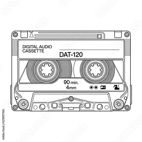 Vintage DAT Digital Audio Cassette - Retro & Recording Vector
