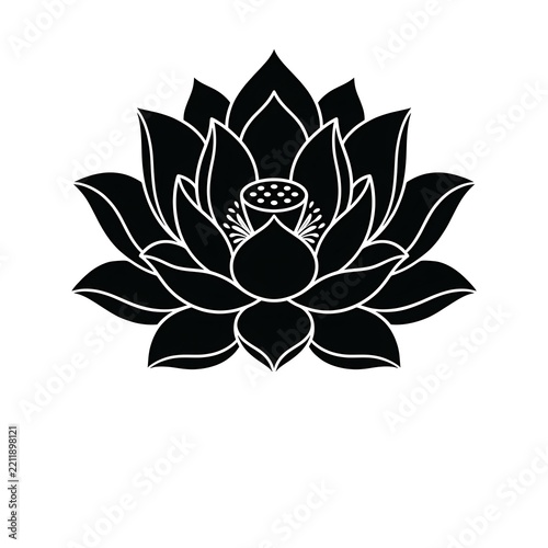 Black Lotus Flower Vector Art - Spiritual, Zen & Yoga Symbol for Design