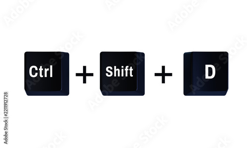 Obraz na plátně Ctrl Shift and D keyboard shortcut keys isolated on transparent background repre