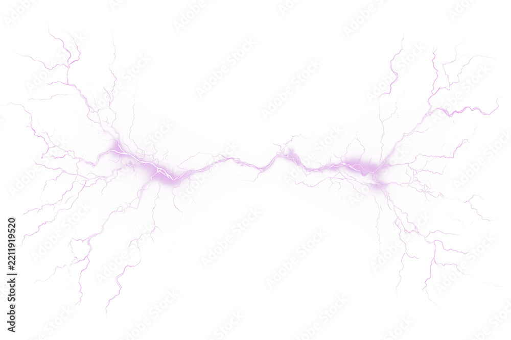 Fototapeta premium Purple electric lightning strike graphic element for vibrant energy