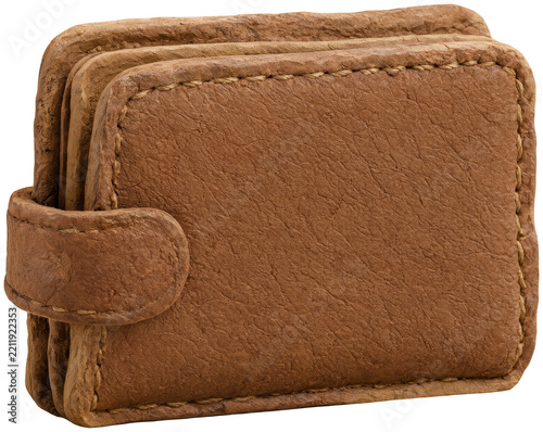 Brown leather wallet on a neutral background