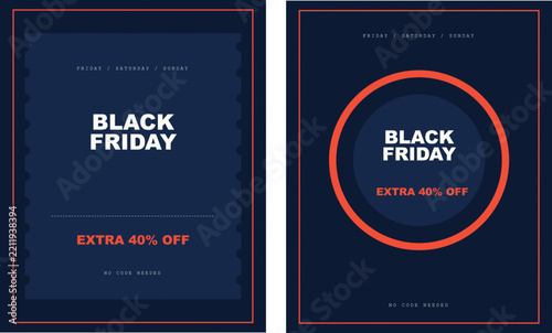 Modern dark blue and red vector graphic Black Friday sale flyer design templates bundle