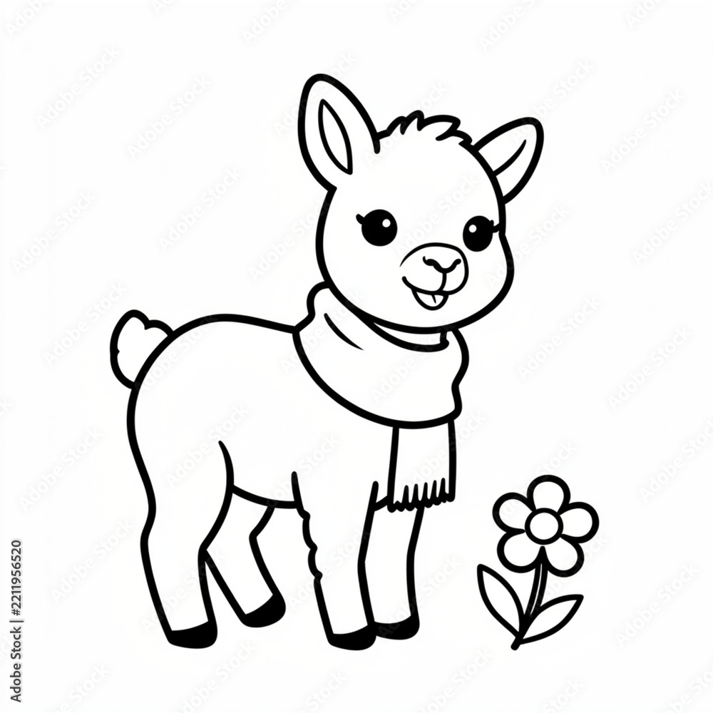 Obraz premium Baby Llama with a Scarf