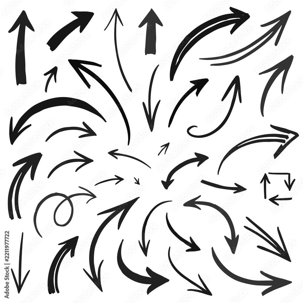 Fototapeta premium Hand drawn arrows pointing various directions