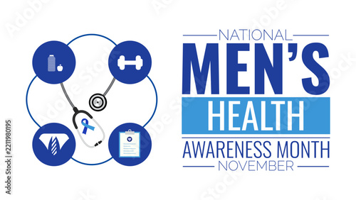 Men's health awareness month. Healthcare concept, celebrated in October. Perfect template design for Banner, poster, background,holiday event,Header section,Social media,Vector Illustration
