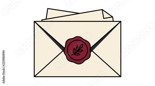 Envelope Wax Seal Letter Mail Sealed Stamp Vintage Paper Message Invitation Post Correspondence Secret Retro Wedding Antique Royal Document Red Wax Classic Delivery Postal Vector Illustration