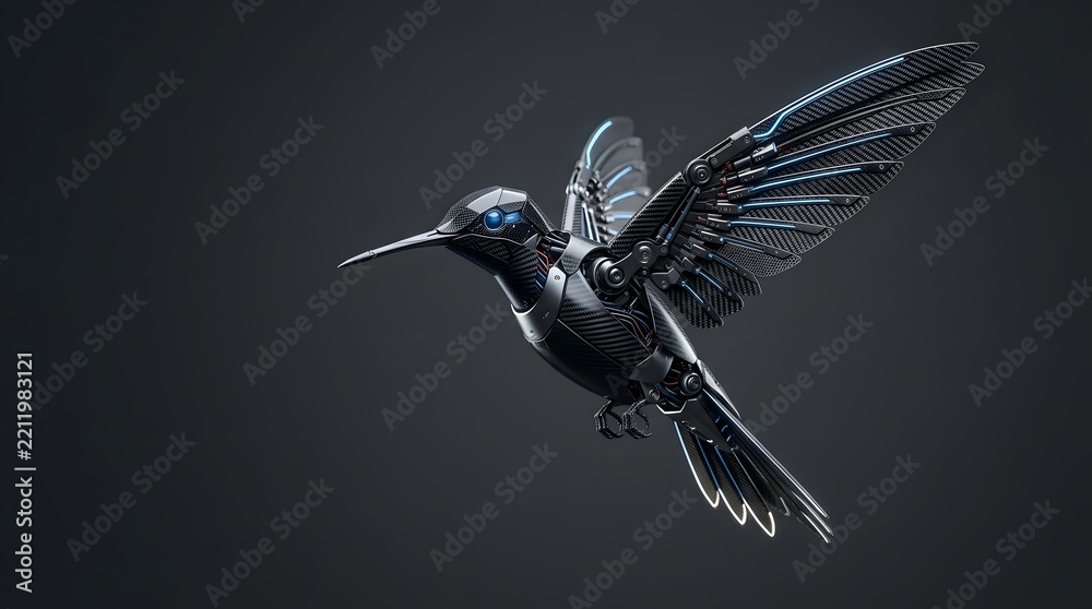 Fototapeta premium Dark Futuristic Cybernetic Hummingbird