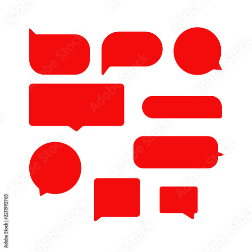 Red Speech Bubble Chat Glyph Icon Set Vector Illustration for Message Communication and Conversation Frame Symbol