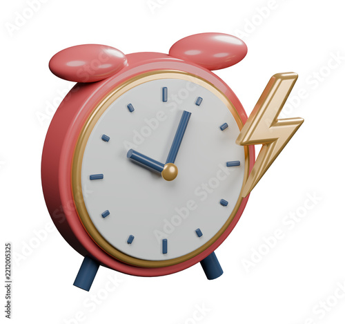 Fast Alarm Clock with Lightning 3D Time Icon - Alternate View B