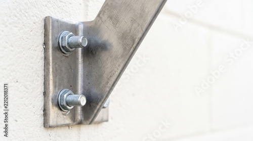Wall hold mounting bracket closeup showing industrial hardware. Wall hold mounting bracket provides strong support through steel construction.