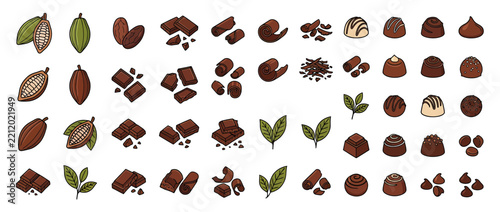 Assorted Chocolate Treats and Cacao Pods Collection