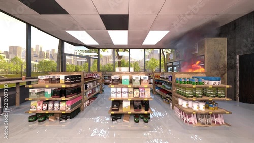 食料品店　3DCGレンダリング