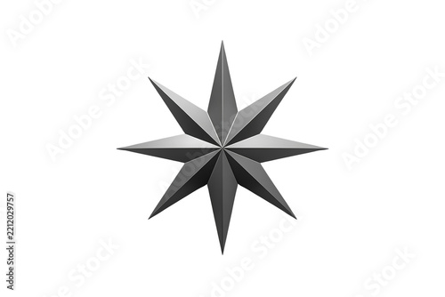 Sharp black eight point star decoration